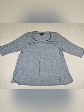 Vera Vera Wang Gray 3/4 Sleeve Scoop Neck Stretch Top XL